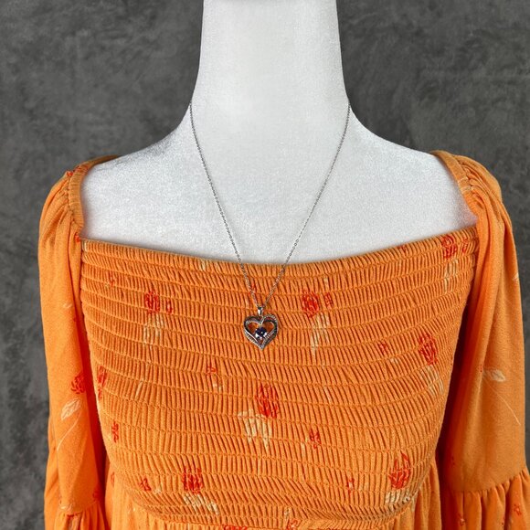 Free People Lana Off Shoulder Tunic Top Women’s Small Golden Poppy Floral NWT - Picture 5 of 11